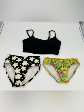 Shade And Shore Black Swim Top And 2 Swim Bottoms Set Cat Jack/art Class Sz M